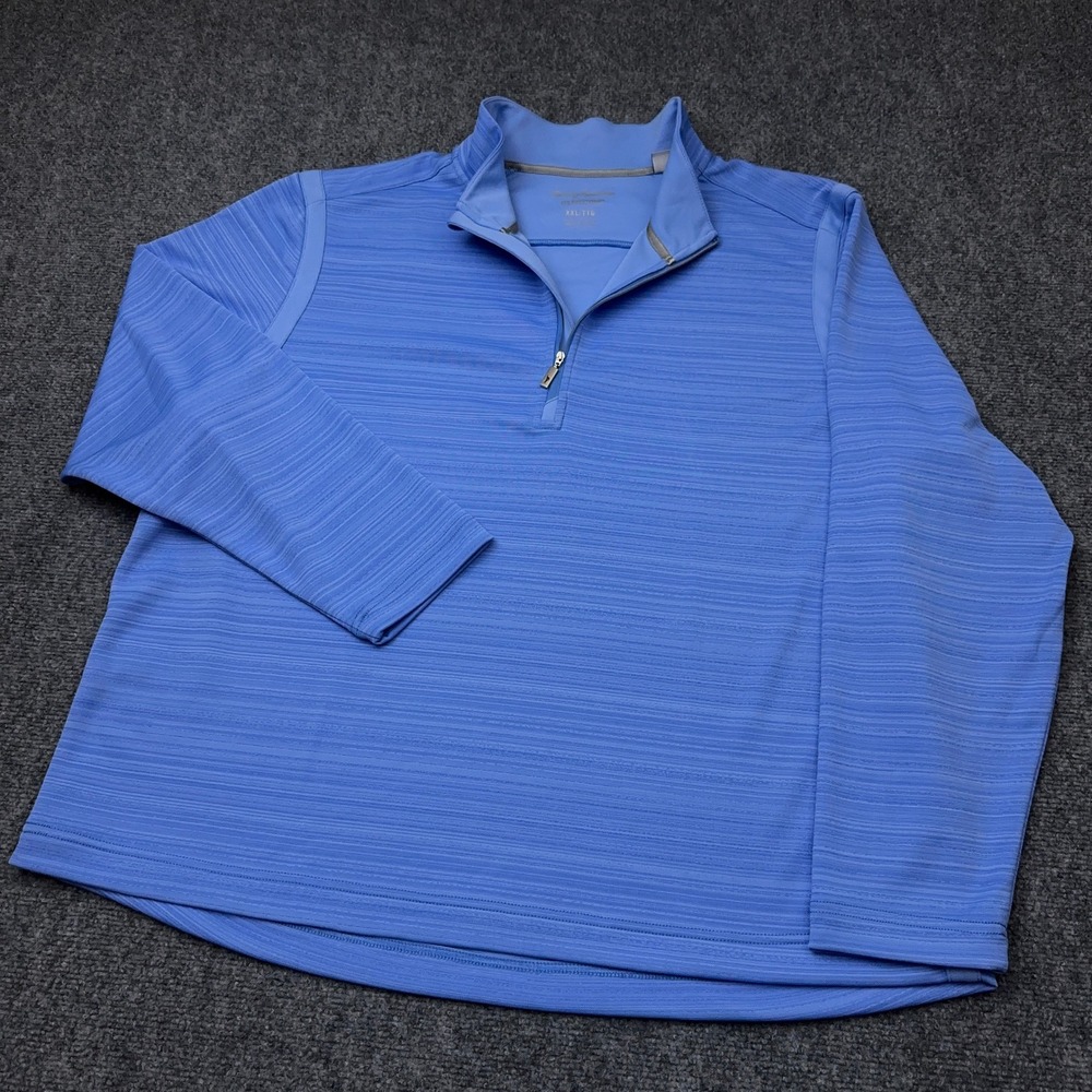 Tommy Bahama IslandZone Tidal Stripe 1/2 Zip Pullover Men's XXL Blue Performance